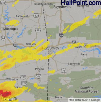 Hail Map for Forth Smith, AR Region on October 10, 2019