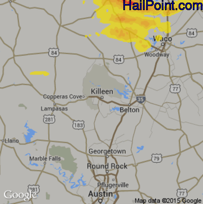 Hail Map for Killeen, TX Region on October 11, 2019