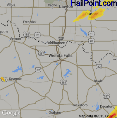 Hail Map for Wichita Falls, TX Region on October 20, 2019