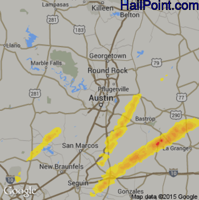 Hail Map for Austin, TX Region on October 20, 2019