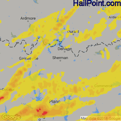 Hail Map for Sherman, TX Region on October 21, 2019
