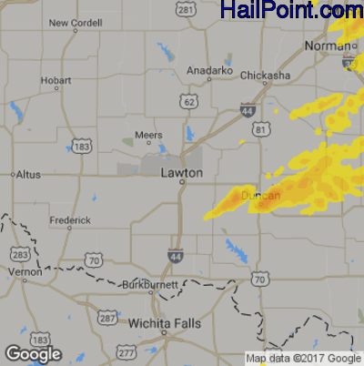 Hail Map for Lawton, OK Region on October 21, 2019