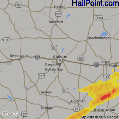 Hail Map for Abilene, TX Region on October 21, 2019