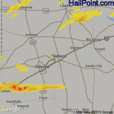 Hail Map for Midland, TX Region on November 6, 2019