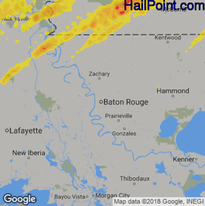 Hail Map for Baton Rouge, LA Region on December 16, 2019