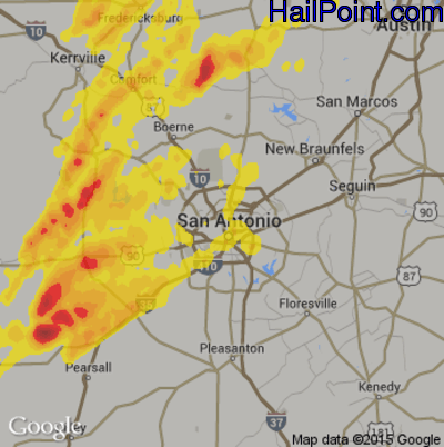 Hail Map for San Antonio, TX Region on January 10, 2020