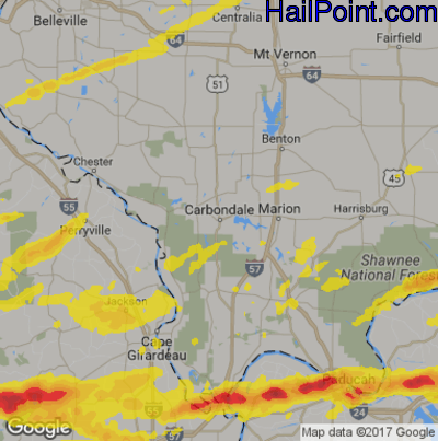 Hail Map for Carbondale, IL Region on March 2, 2020