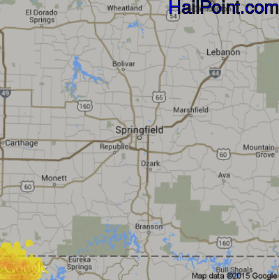 Hail Map for Springfield, MO Region on March 11, 2020