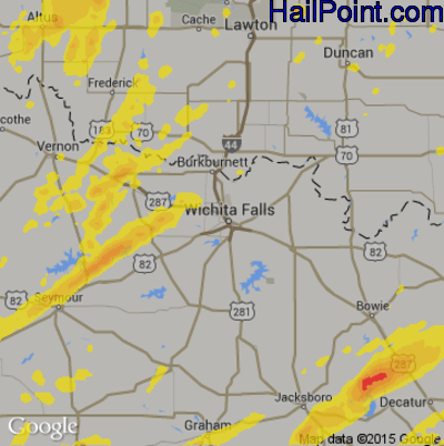 Hail Map for Wichita Falls, TX Region on March 18, 2020