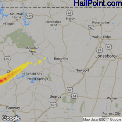 Hail Map for Batestville, AR Region on March 20, 2020
