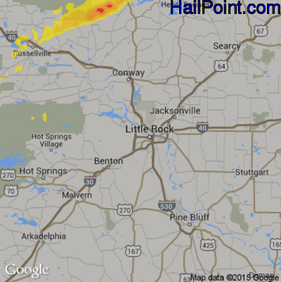 Hail Map for Little Rock, AR Region on March 20, 2020