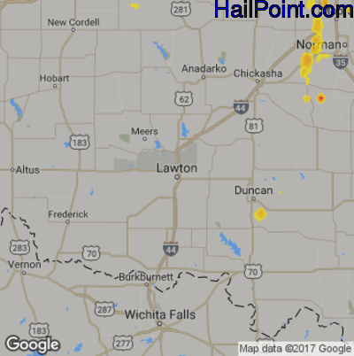 Hail Map for Lawton, OK Region on March 26, 2020