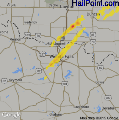 Hail Map for Wichita Falls, TX Region on March 28, 2020