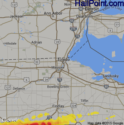 Hail Map for Toledo, OH Region on March 28, 2020