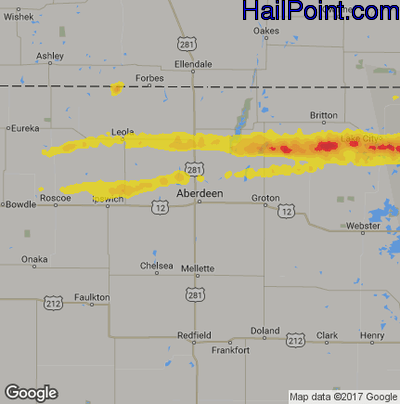 Hail Map for Aberdeen, SD Region on April 7, 2020 