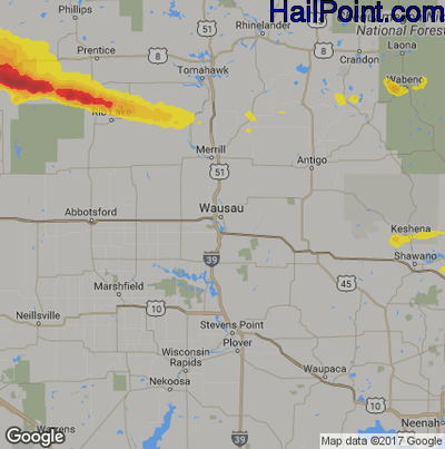 Hail Map for Wausau, WI Region on April 7, 2020