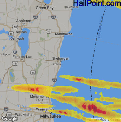 Hail Map for Sheboygan, WI Region on April 7, 2020