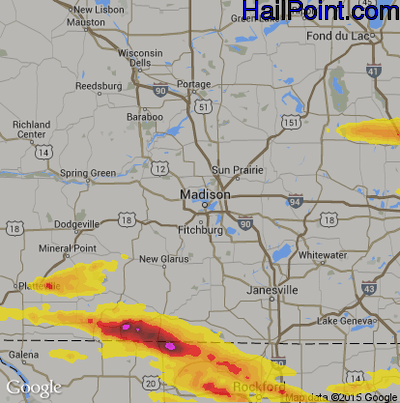 Hail Map for Madison, WI Region on April 7, 2020 