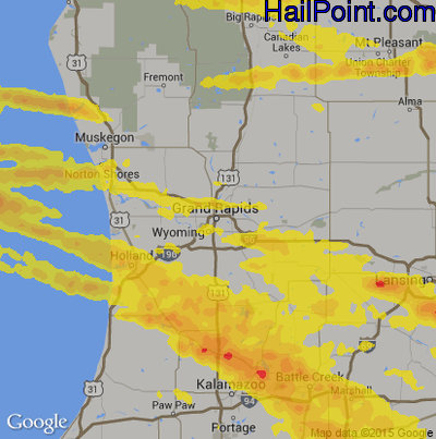 Hail Map for Grand Rapids, MI Region on April 7, 2020