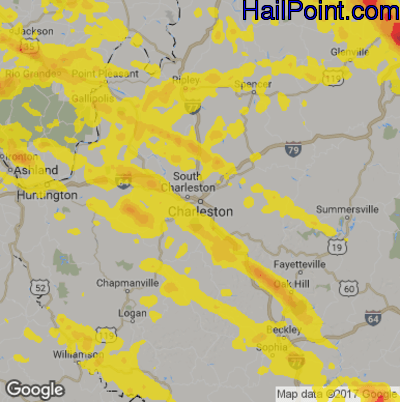 Hail Map for Charleston, WV Region on April 7, 2020
