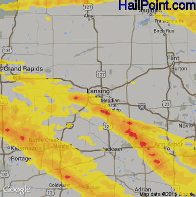 Hail Map for Lansing, MI Region on April 7, 2020