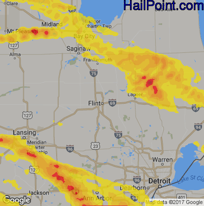 Hail Map for Flint, MI Region on April 7, 2020 