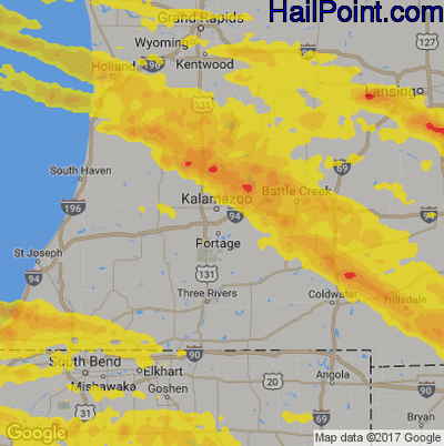 Hail Map for Kalamazoo, MI Region on April 7, 2020