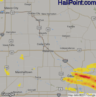 Hail Map for Waterloo, IA Region on April 7, 2020
