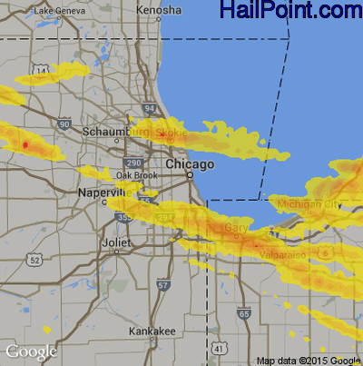 Hail Map for Chicago, IL Region on April 7, 2020