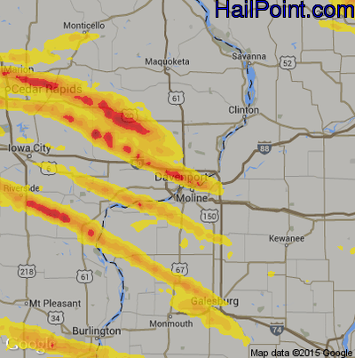 Hail Map for Davenport, IA Region on April 7, 2020