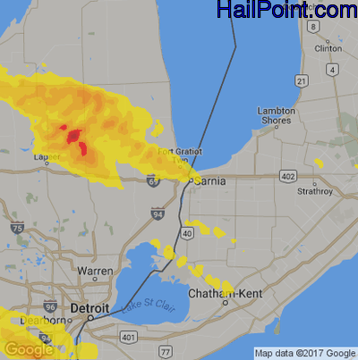 Hail Map for Port Huron, MI Region on April 8, 2020 