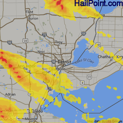Hail Map for Detroit, MI Region on April 8, 2020