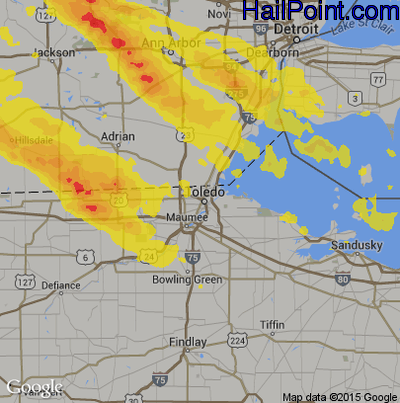 Hail Map for Toledo, OH Region on April 8, 2020