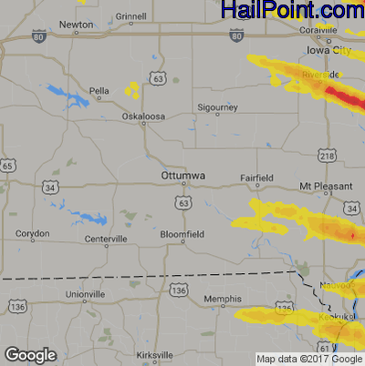Hail Map for Ottumwa, IA Region on April 8, 2020