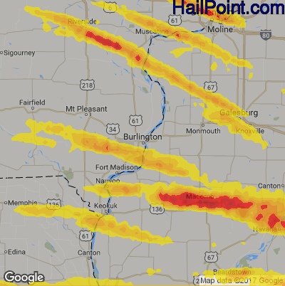 Hail Map for Burlington, IA Region on April 8, 2020