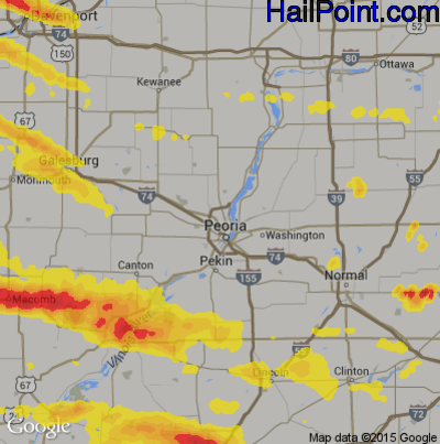Hail Map for Peoria, IL Region on April 8, 2020
