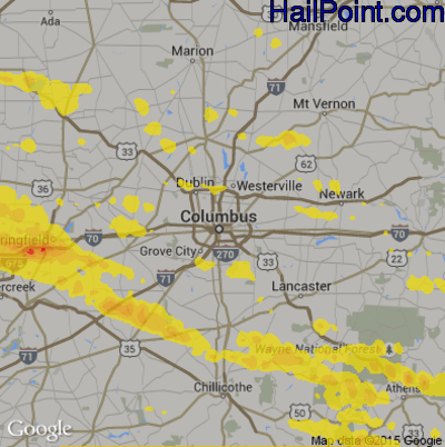 Hail Map for Columbus, OH Region on April 8, 2020 