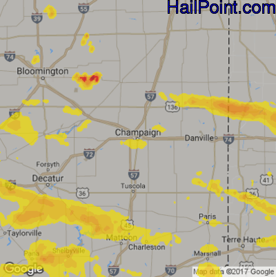 Hail Map for Champaign, IL Region on April 8, 2020