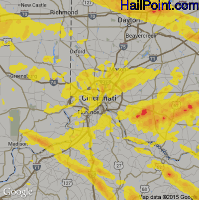 Hail Map for Cincinnati, OH Region on April 8, 2020