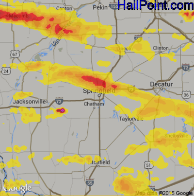 Hail Map for Springfield, IL Region on April 8, 2020