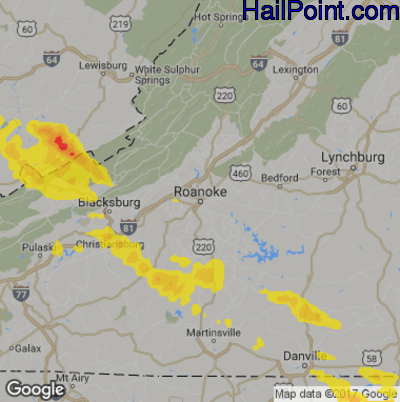 Hail Map for Roanoke, VA Region on April 8, 2020