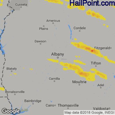 Hail Map for Albany, GA Region on April 8, 2020