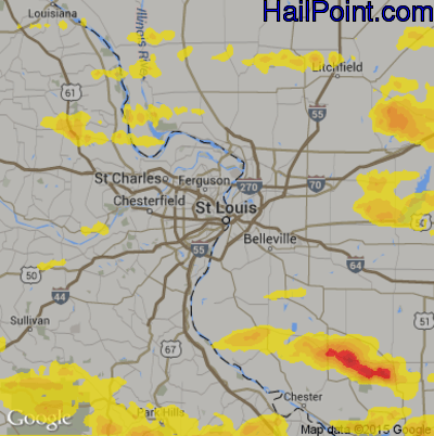Hail Map for St. Louis, MO Region on April 8, 2020 