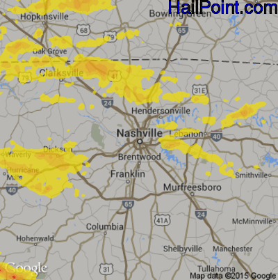 Hail Map for Nashville, TN Region on April 8, 2020