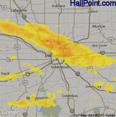 Hail Map for Indianapolis, IN Region on April 8, 2020
