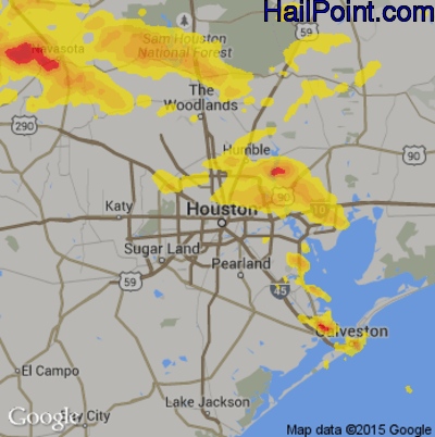 Hail Map for Houston, TX Region on April 9, 2020