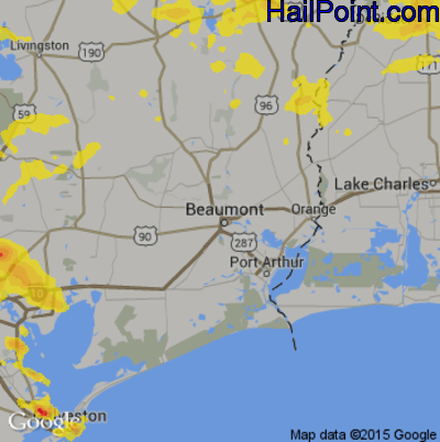 Hail Map for Beaumont, TX Region on April 9, 2020