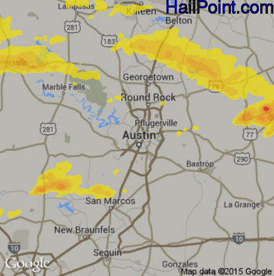 Hail Map for Austin, TX Region on April 9, 2020