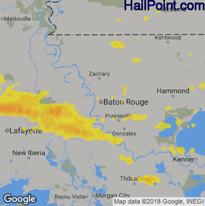 Hail Map for Baton Rouge, LA Region on April 10, 2020 