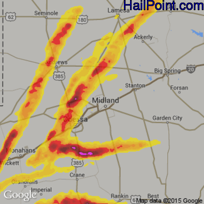 Hail Map for Midland, TX Region on April 10, 2020